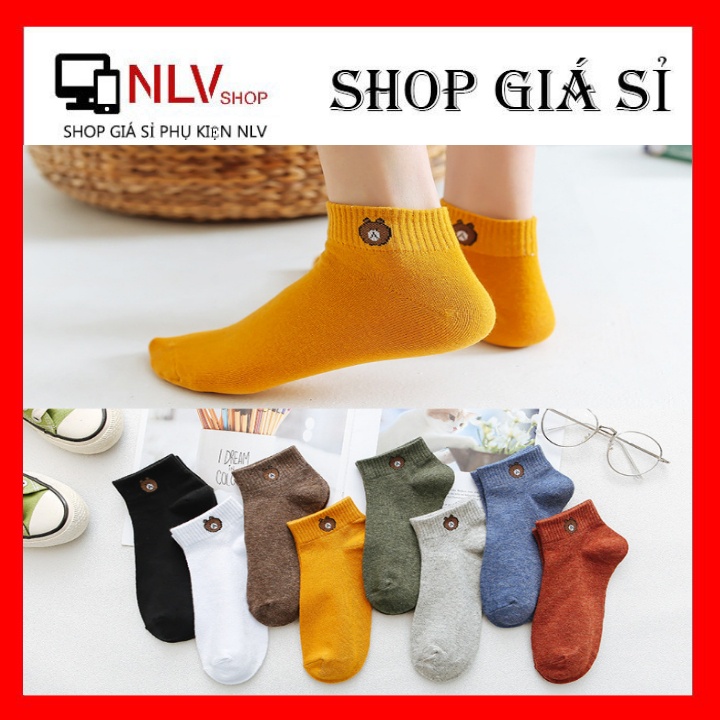 Set 10 Đôi Tất/Vớ Gấu Phong Cách Hàn Quốc Nhiều Màu Cho Nữ