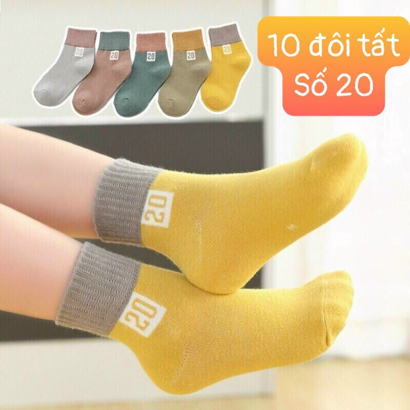 set 10 đôi tất cho bé cotton số 20 cao cổ