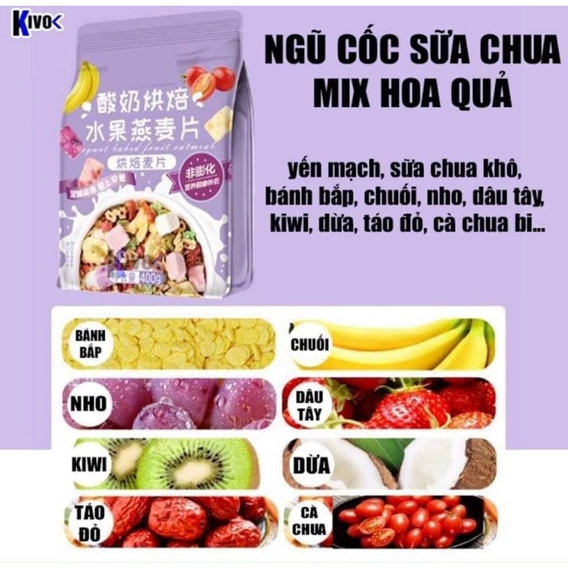 [Date mới nhất] Ngũ Cốc Sữa Chua Mix Hoa Quả 400g - Ăn Vặt 492