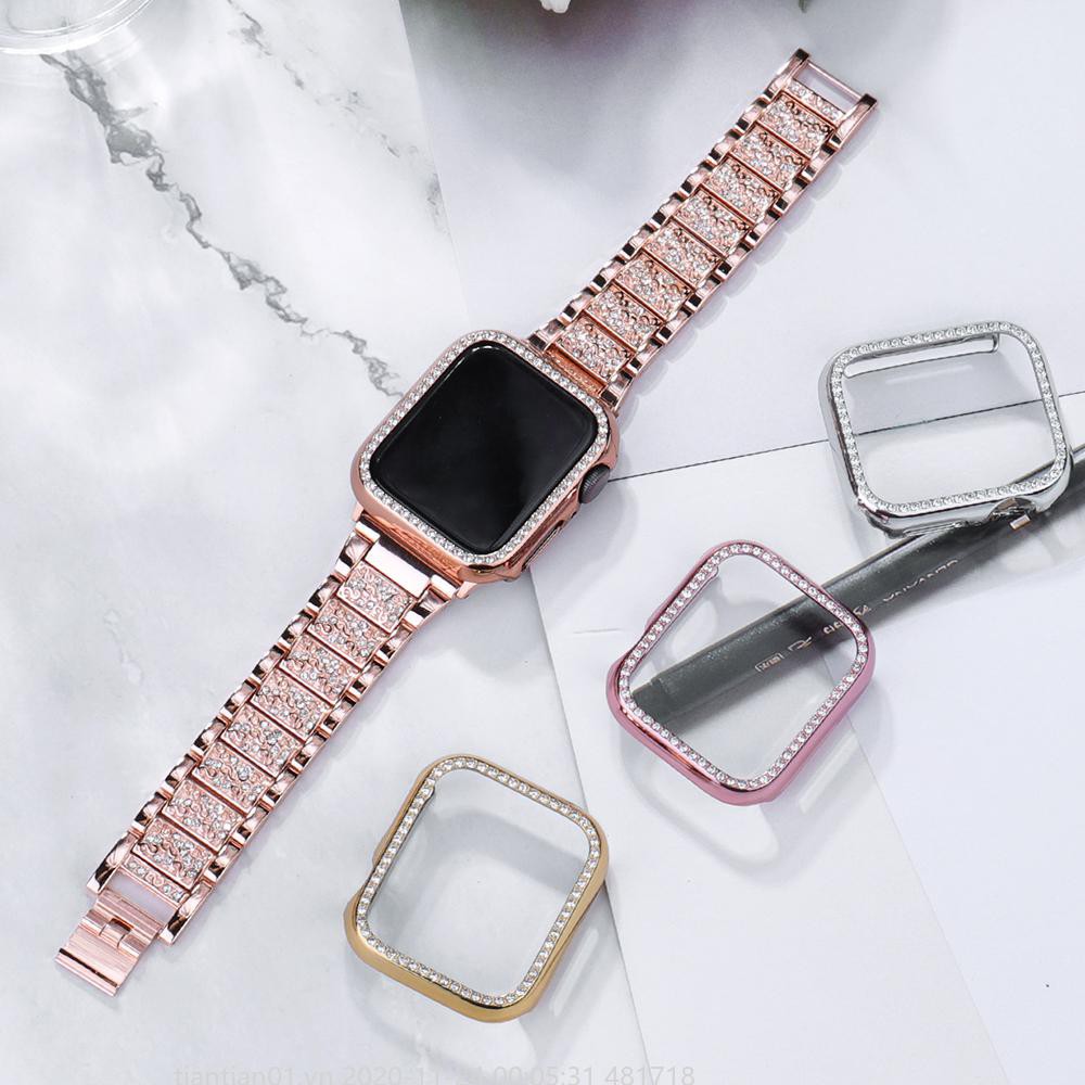 Bộ Khung Viền Bằng Thép Không Gỉ Cho Đồng Hồ Thông Minh Apple Watch 38mm 40mm 42mm 44mm Series 6 5 4 3 2