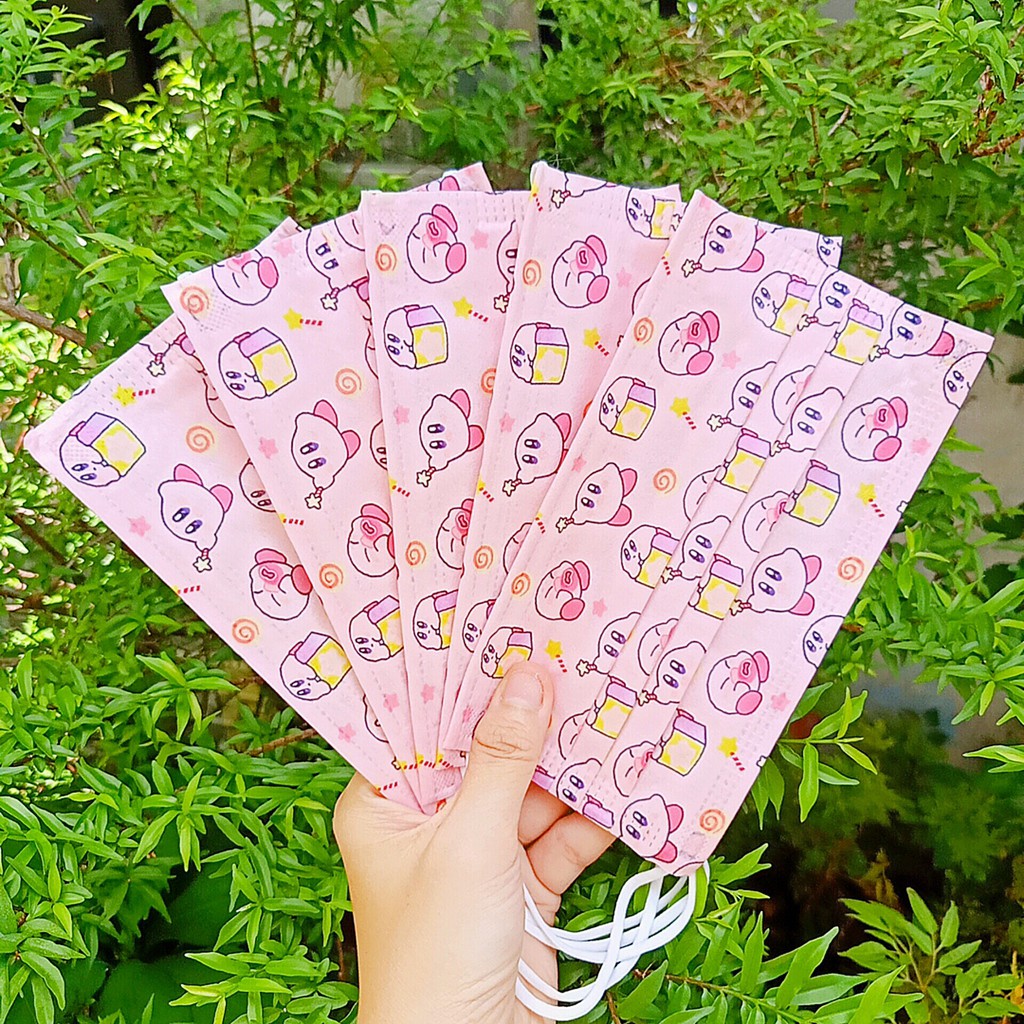 Set 10 cái khẩu trang giấy 3 lớp (người lớn) Kabi Hồng