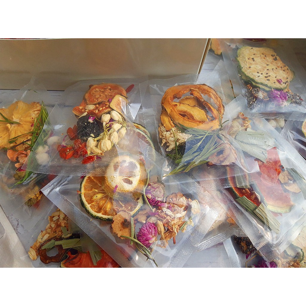 1 gói Detox, 5 đến 6 vị hoa quả tự chọn, như hình giúp giảm cân, thanh lọc cơ thể, giữ dáng, đẹp da