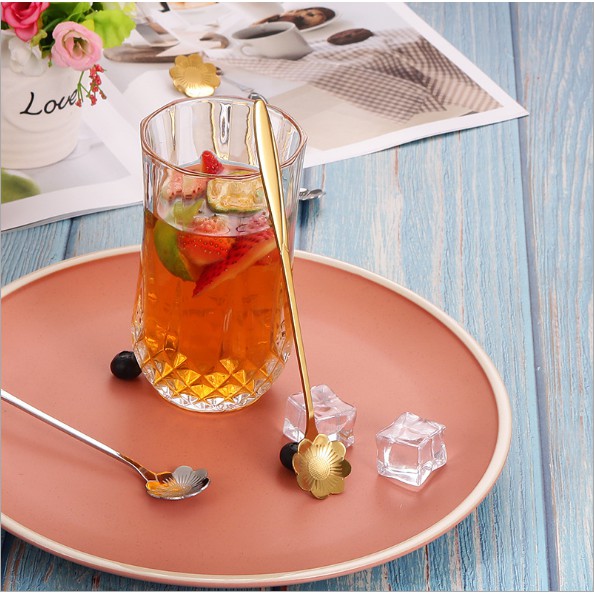 MUỖNG CÀ PHÊ ,KEM CÁN DÀI  INOX  NHIỀU HỌA TIÊT HOA ĐẸP