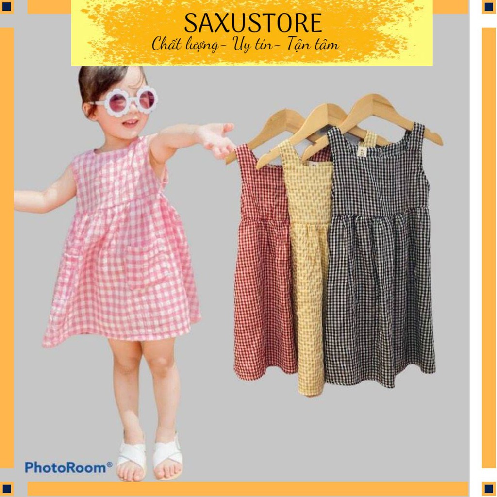 ❤ Váy babydoll cho bé siêu xinh chất đẹp, hoạ tiết caro cho bé đi học, đi chơi