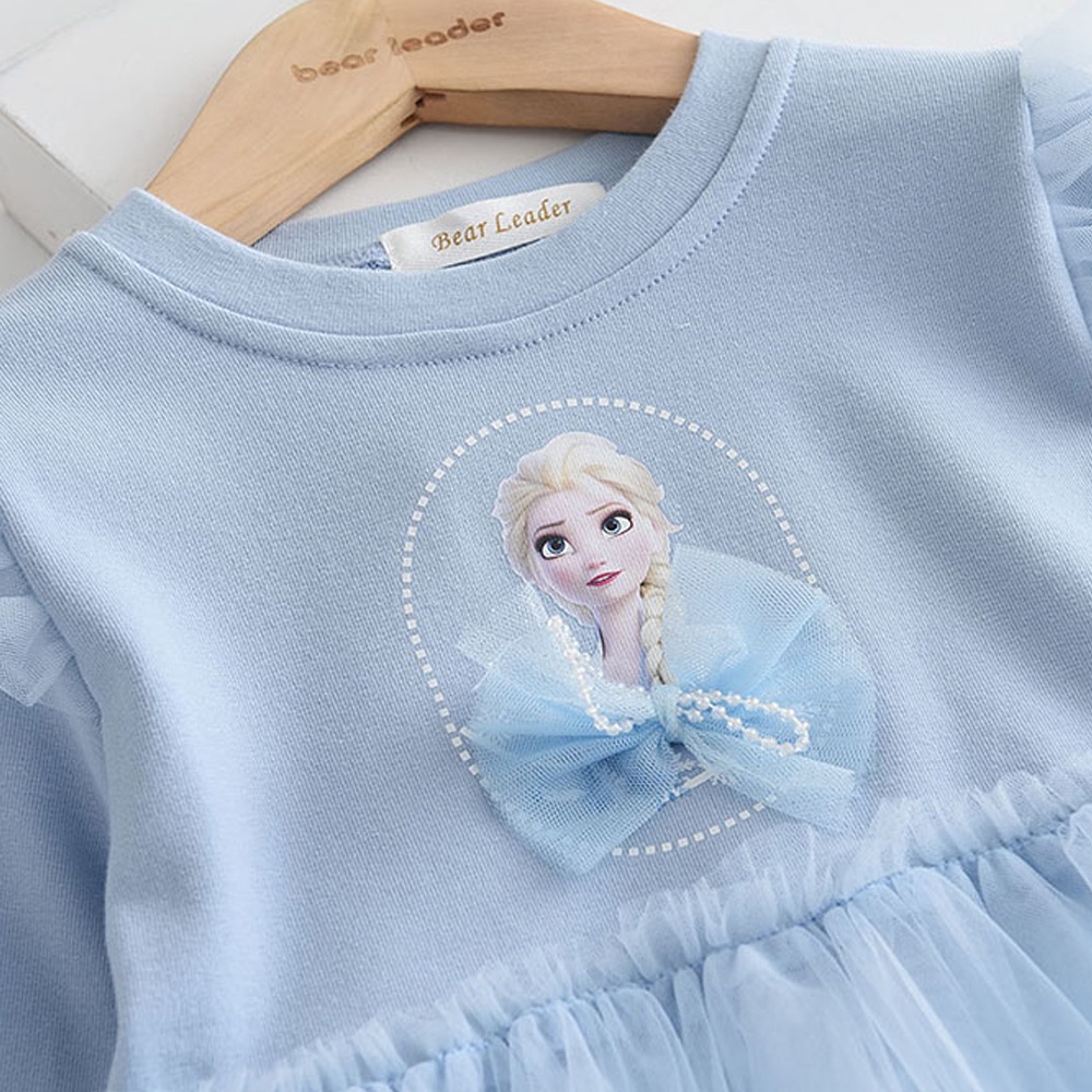 BEAR LEADER Đầm Công Chúa Aisha Tay Dài Phối Lưới Thời Trang Mùa Thu Hàn Quốc Mới Cho Bé Gái 2-6 Tuổi