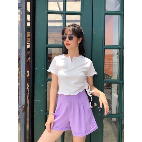 Quần Đùi Nữ Gập Gấu Vải Hàn Cao Cấp-Quần Shorts Nữ mã 11