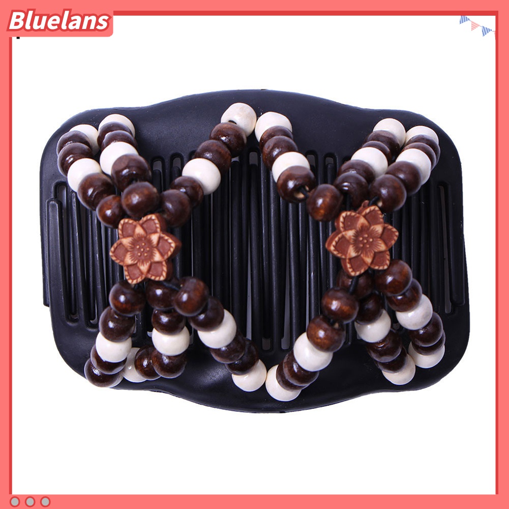 Lược Cài Tóc Bằng Gỗ Đính Hạt Hai Đầu Tạo Kiểu Tóc Cho Nữ 48h