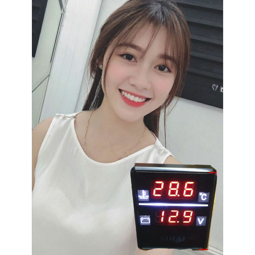 Đồng hồ đa năng dùng cho ô tô 12V/24V tích hợp màn hình LED tiện dụng ( Đo điện áp, nhiệt độ động cơ )