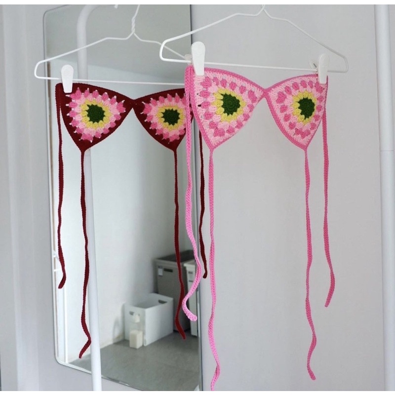 HÀNG CÓ SẴN-Bikini top- áo len móc handmade mùa hè