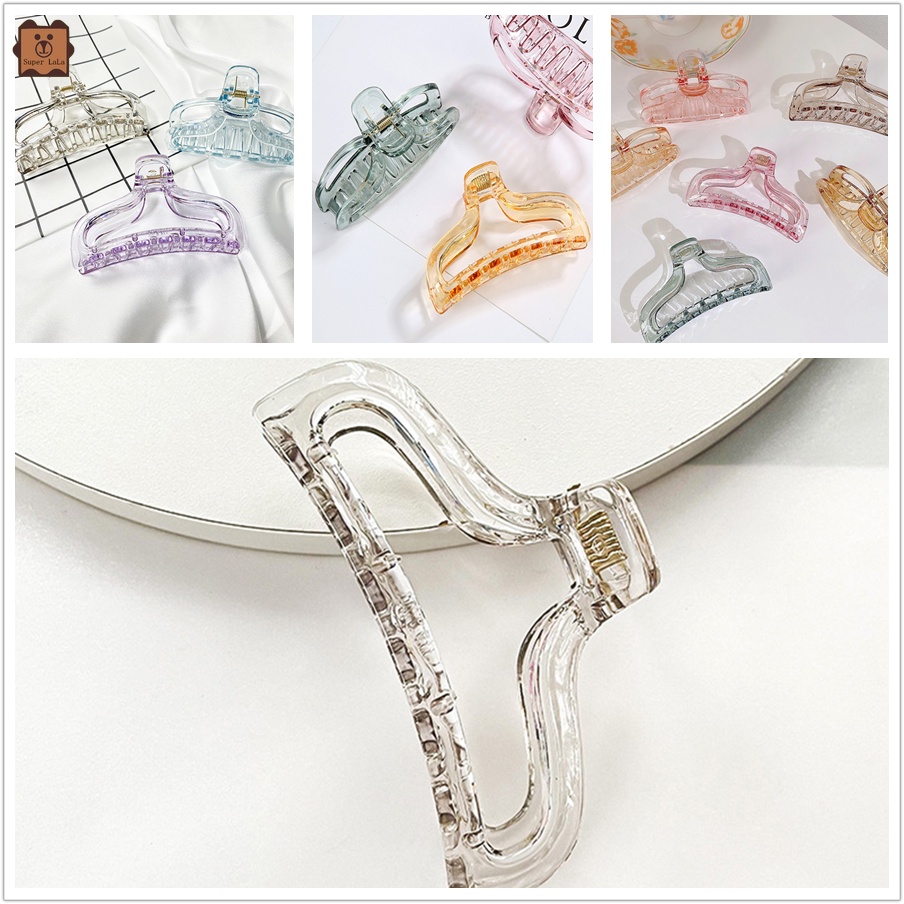 Kẹp tóc hình cá mập bằng nhựa trong suốt cỡ lớn phong cách Hàn Quốc cho nữ