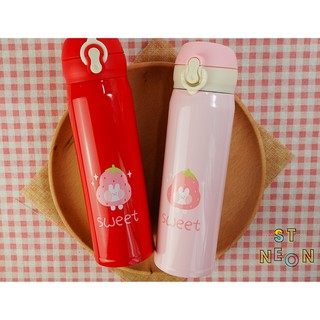 Bình Nước Inox Giữ Nhiệt Dâu Tây Thỏ Sweet 400ml