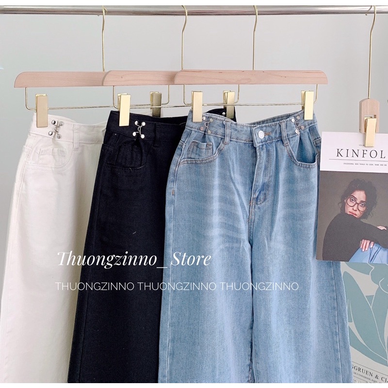 QUẦN JEAN ỐNG SUÔNG NẸP GÀI EO Phong cách Hàn Quốc trẻ trung