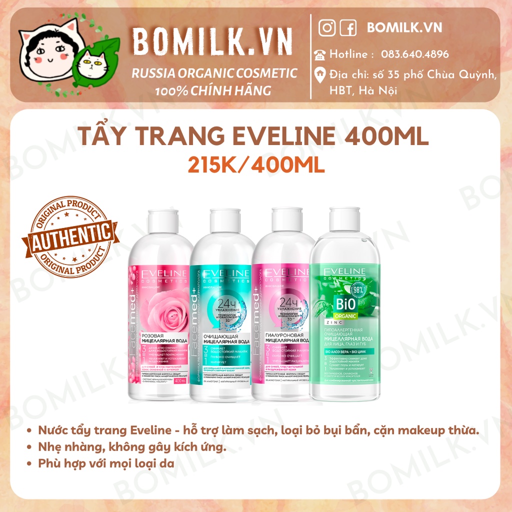 Tẩy trang Eveline Facemed+ làm sạch da, giữ ẩm và ngăn ngừa mụn