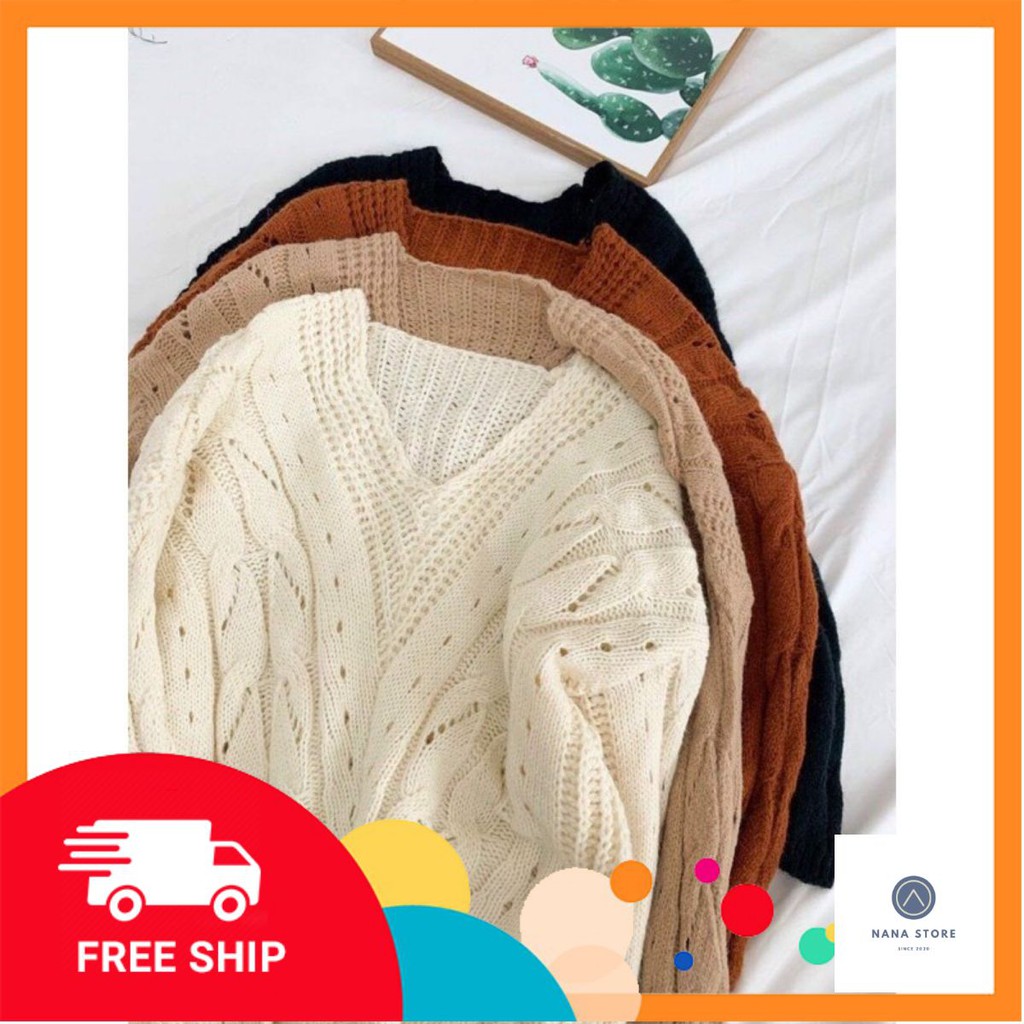 FREESHIP 50K - Áo len cổ Tim kiểu dáng Hàn Quốc. Diện xinh khi đi làm, đi chơi, đi học...