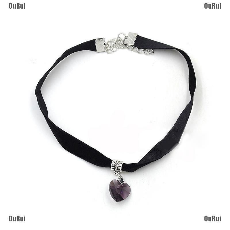Vòng Cổ choker Handmade Đính Đá Hình Trái Tim Phong Cách retro Thập Niên 80 90s mc
