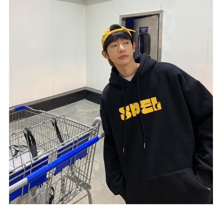 Áo Hoodie Nỉ Bông SPEL Tay Dài Unisex Túi Bụng To Mũ 2 Lớp