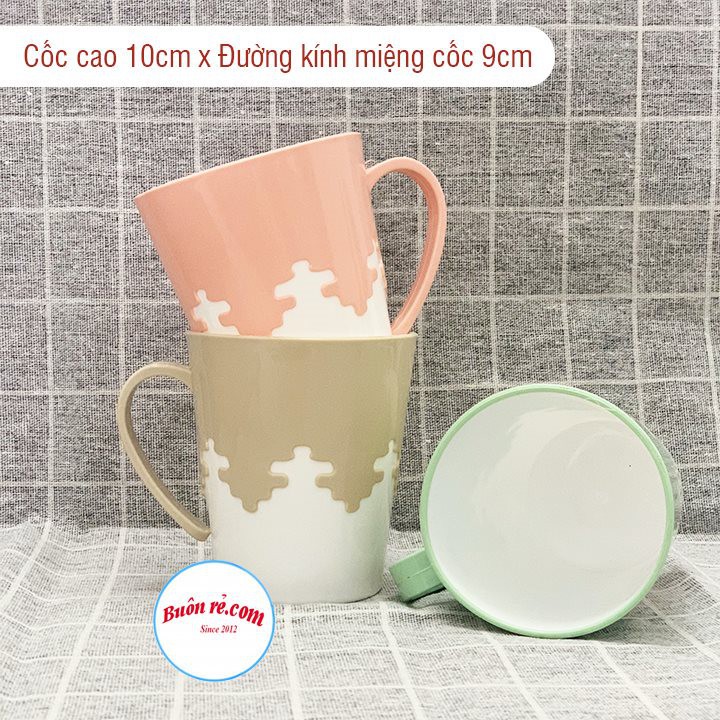 Cốc ly nhựa 2 màu Việt Nhật, cốc ca uống nước, đánh răng có quai cầm (NO: 6266) chịu nhiệt tốt cao cấp bền đẹp -br 01194