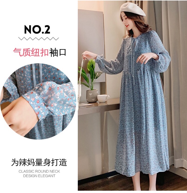 Váy bầu voan hoa nhíphong cách hàn quốc( hàng quảng châu)