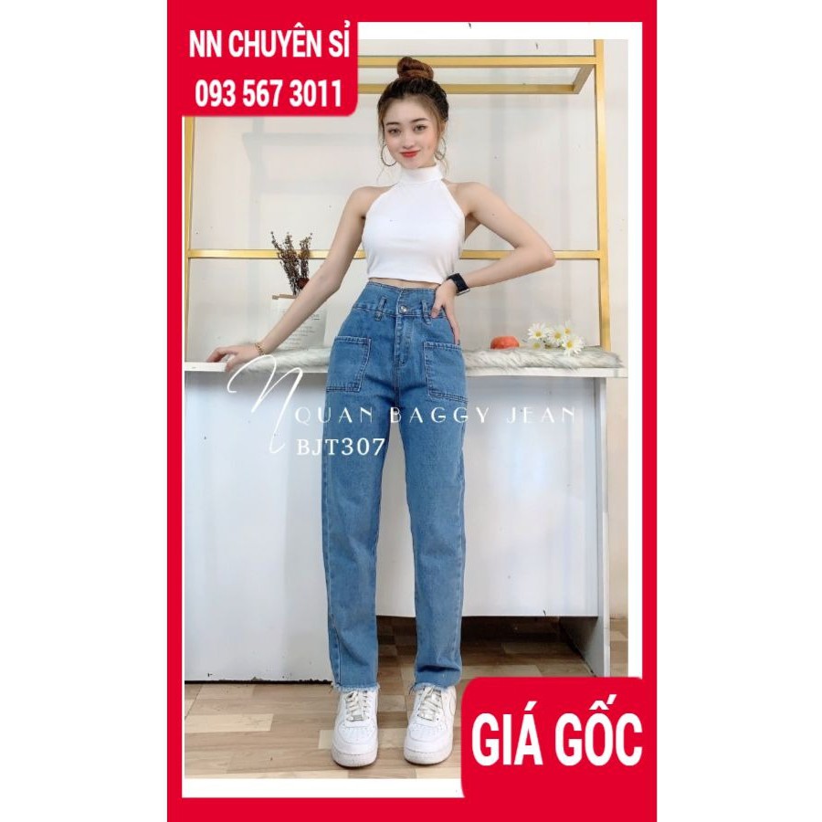 QUẦN BAGGY JEAN NỮ BJT307 HÀNG ĐẸPẢNH THẬT QUẦN BÒ LƯNG CAO  QUẦN BAGGY JEAN TÚI TO