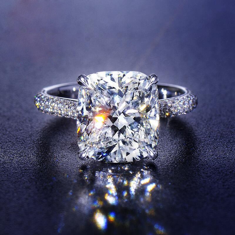 Moissanite simulation diamond ring female copper plated platinum high carbon diamond ring bull head diamond ring wedding ring