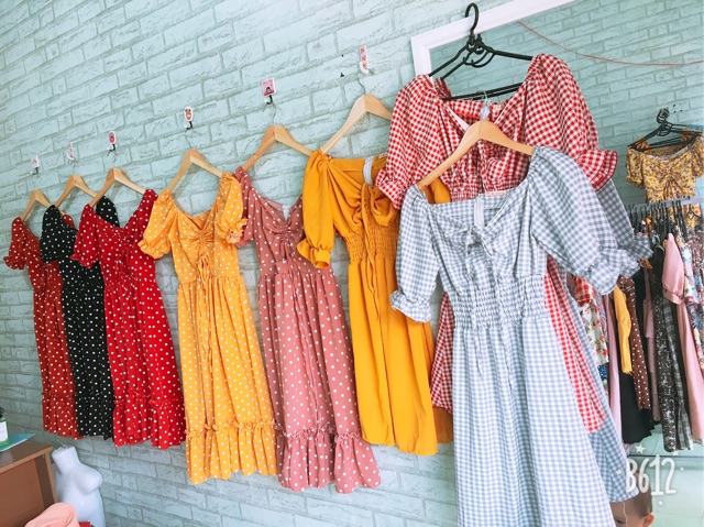 Đầm tay phồng dây rút (hình thật+video) | BigBuy360 - bigbuy360.vn