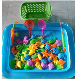 Bể phao nước Câu cá Đủ bộ gồm Bể hơi+Cần câu+Bơm+Cá gắn nam châm