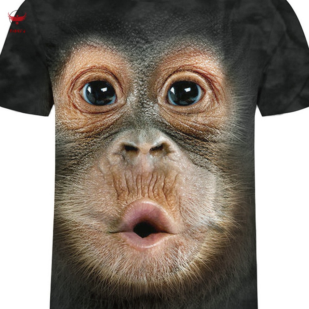 áo nam Tay Ngắn Cổ Tròn In Hình Khỉ Gorilla 3d