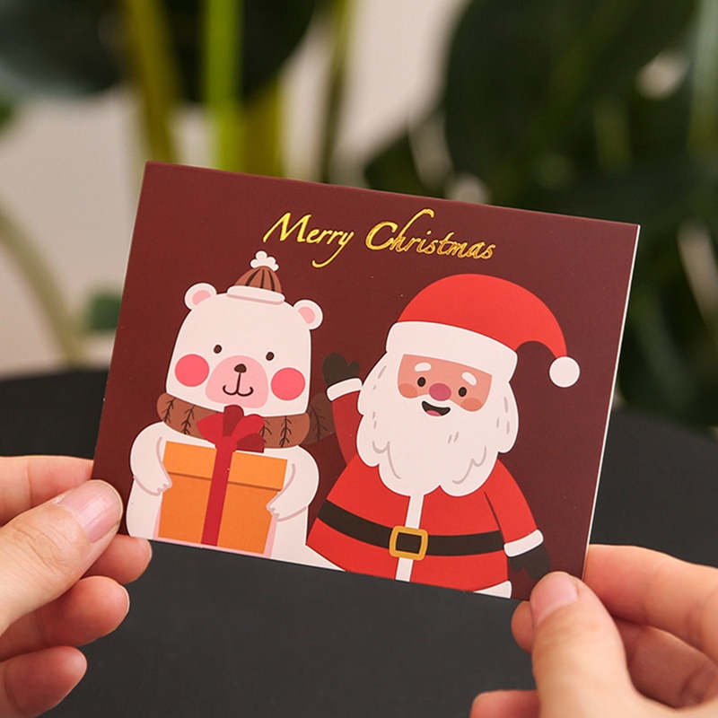 Set 6 thiệp giáng sinh hình ông già noel hoạt hình