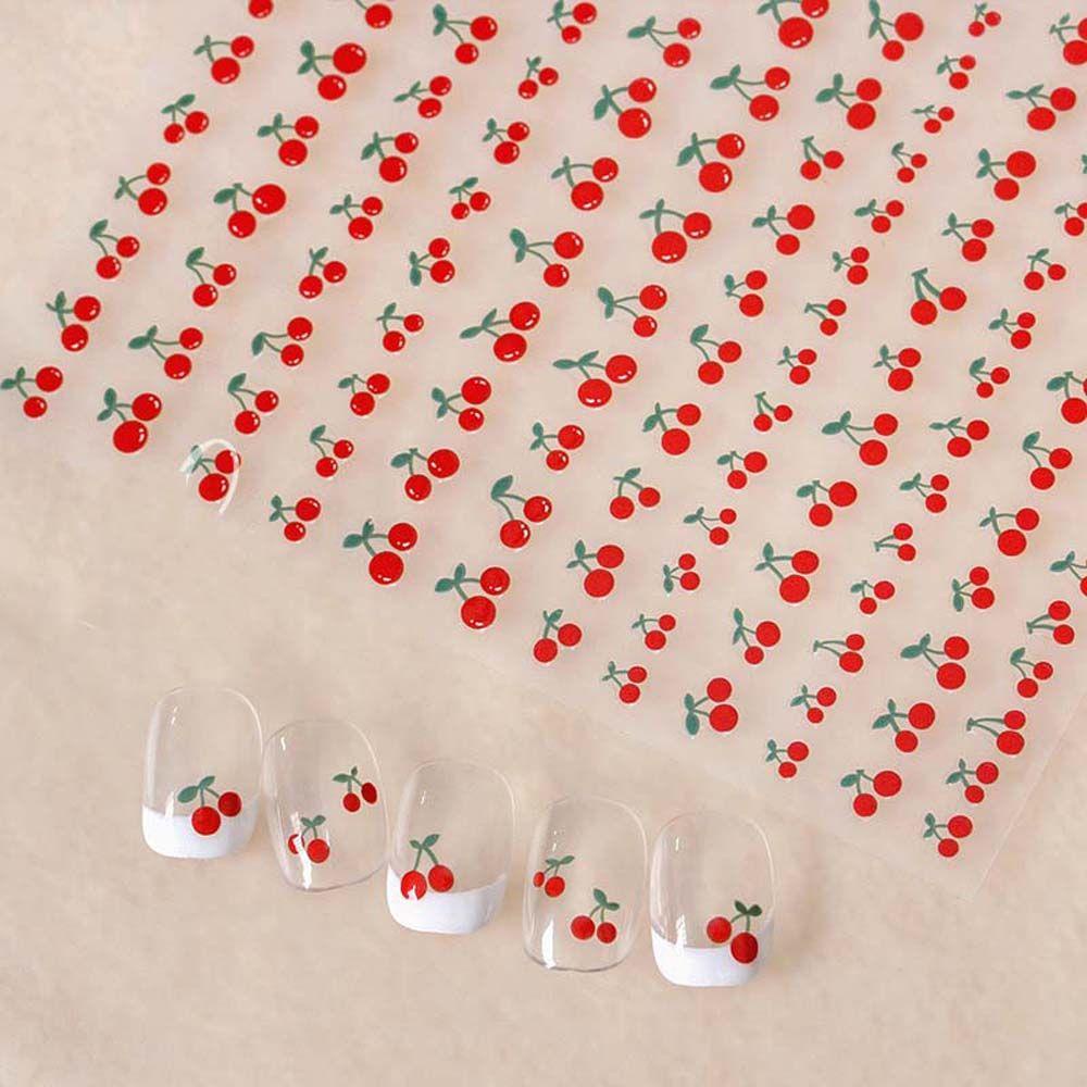 Nhãn Dán Móng Tay Tự Dính Họa Tiết Trái Cherry Màu Vàng Cherry Tươi Mới