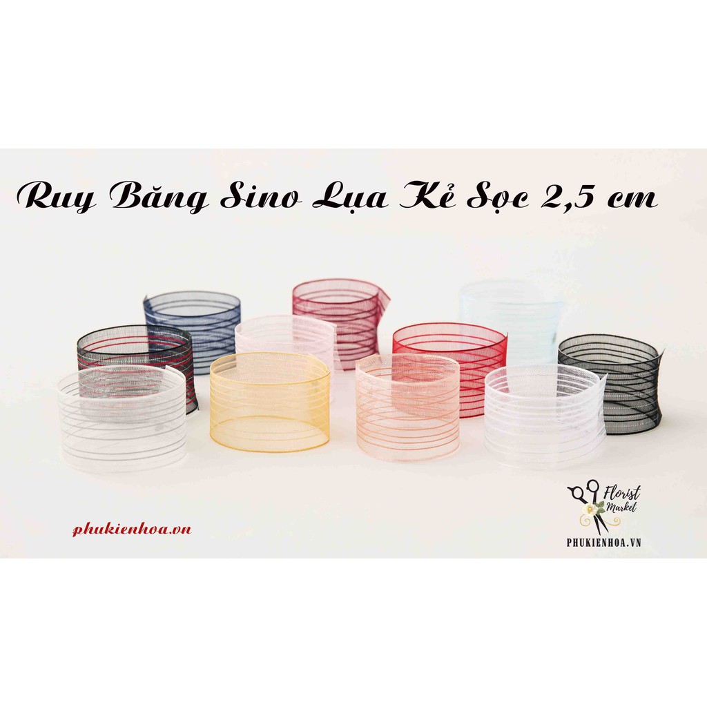 RUY BĂNG SINO LỤA KẺ SỌC 2,5CM