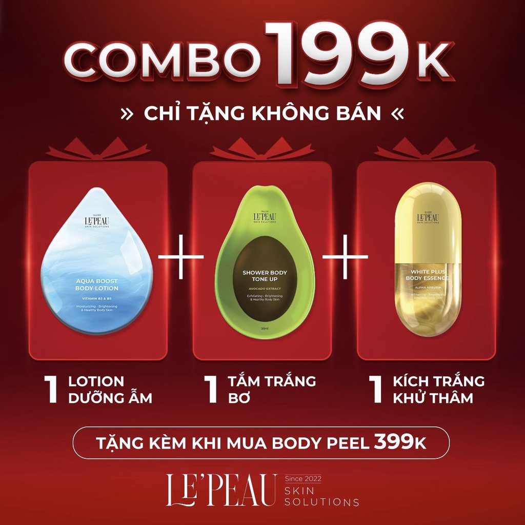Peel nách Le Peau Retinol, peel da body Lepeau trắng da mờ thâm sau 7 ngày,loại bỏ tế bào chết cơ thể 150ml