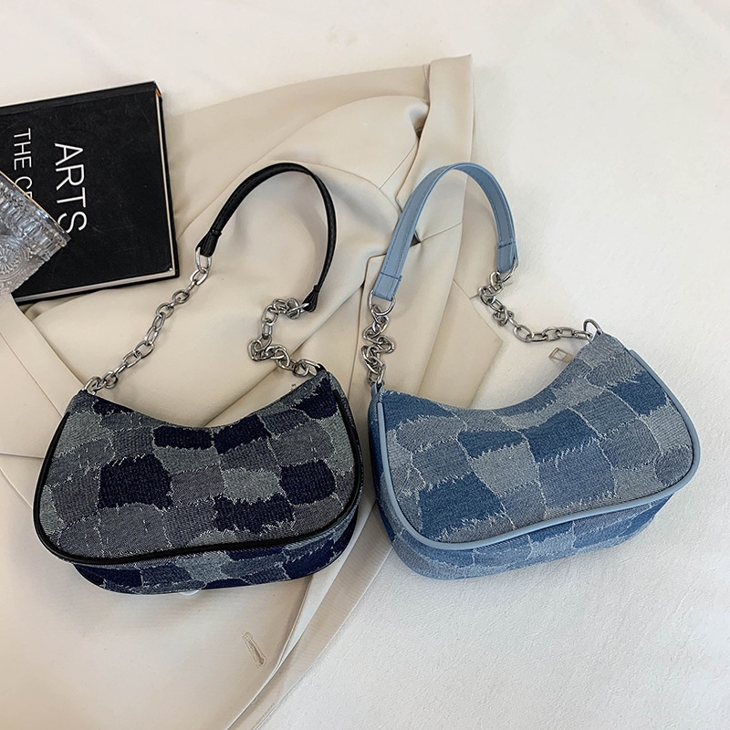 Túi xách JASMIN NOIR vải denim phối dây xích thời trang cho nữ