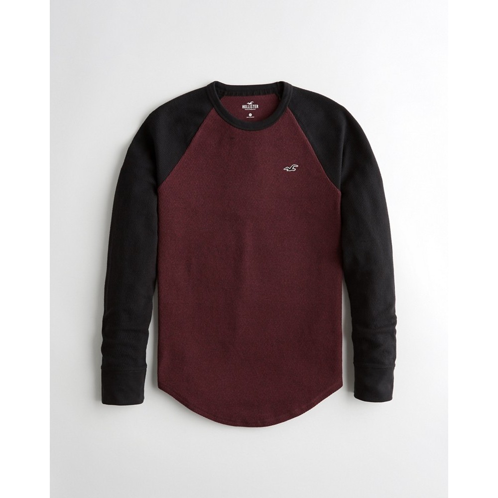 Áo thun nam tay dài Hollister HOL-LS86 Waffle Curved Hem T-Shirt