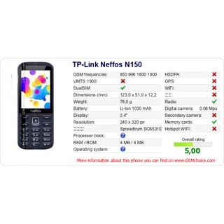 Điện thoại TP-link Neffos N150