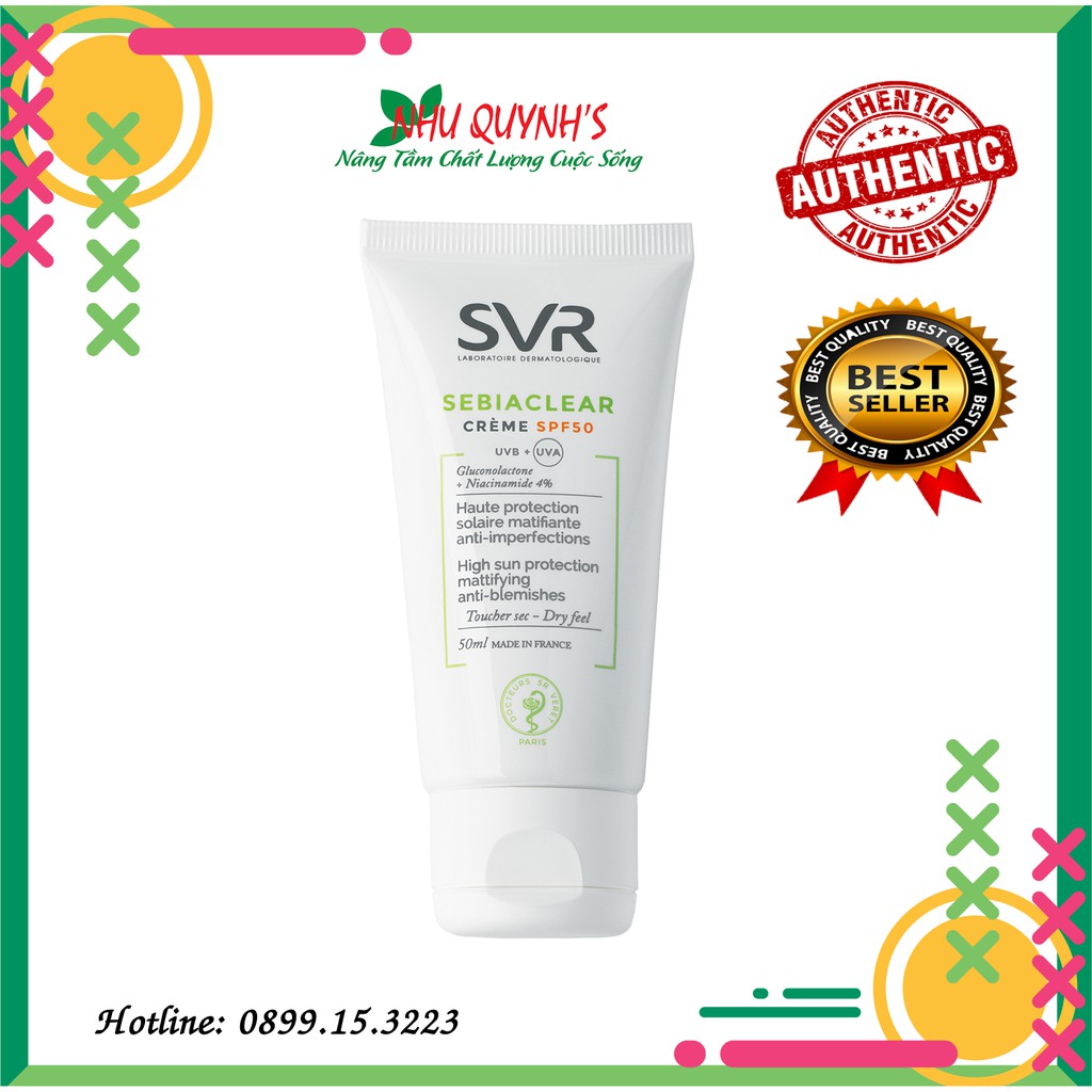 [CÓ HÓA ĐƠN ĐỎ] Kem chống nắng SVR Sebiaclear SPF50 Cream (50ml)