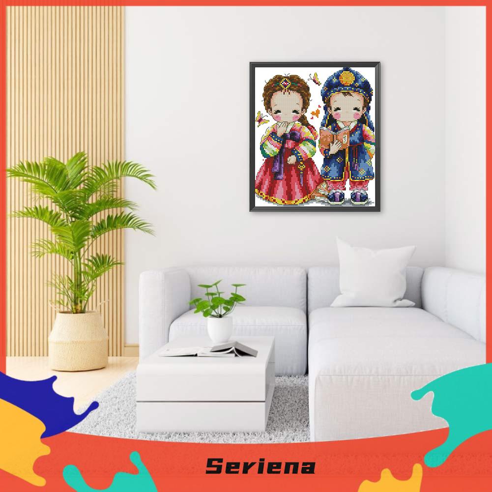 Tranh thêu chữ thập DIY 2 sợi cotton sinh học 14CT vải canvas hoạt hình thủ công dành cho trang trí nhà cửa