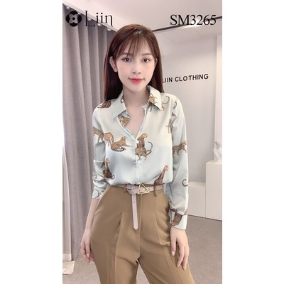 Áo sơ mi nữ chất Lụa cao cấp, dài tay form công sở thời thượng màu Xanh Tiger Liin Clothing SM3265