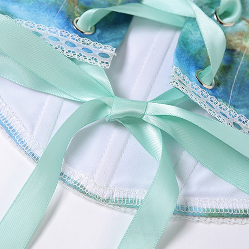 Áo croptop hai dây thắt dây ruy băng hở lưng họa tiết tranh sơn dầu phong cách retro ôm dáng vừa vặn quyến rũ cho nữ
