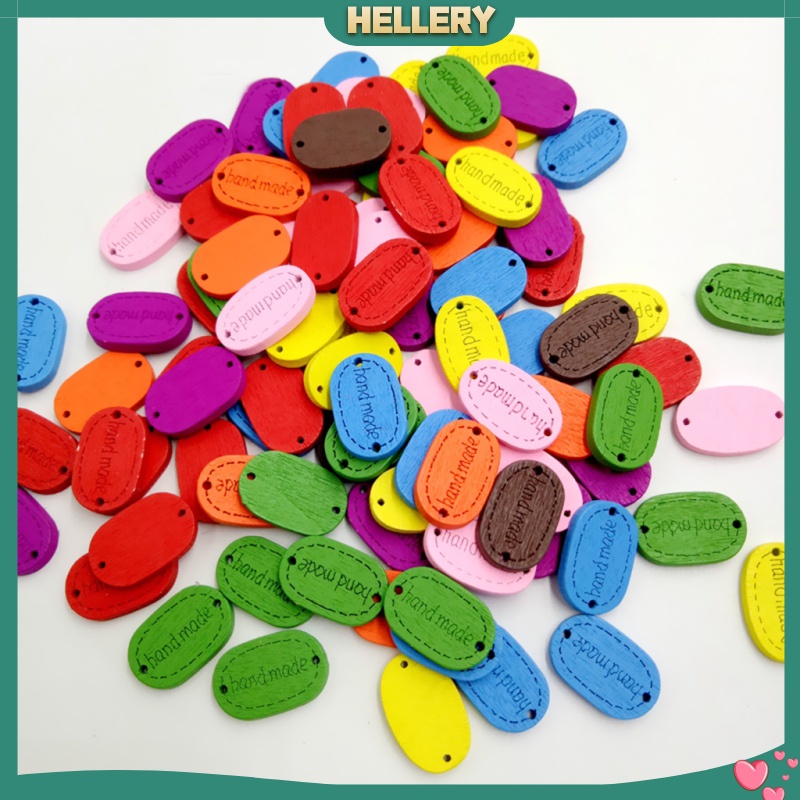 Set 200 Nút Gỗ 2 Lỗ Nhiều Màu Sắc Dùng Làm Nhãn Thủ Công
