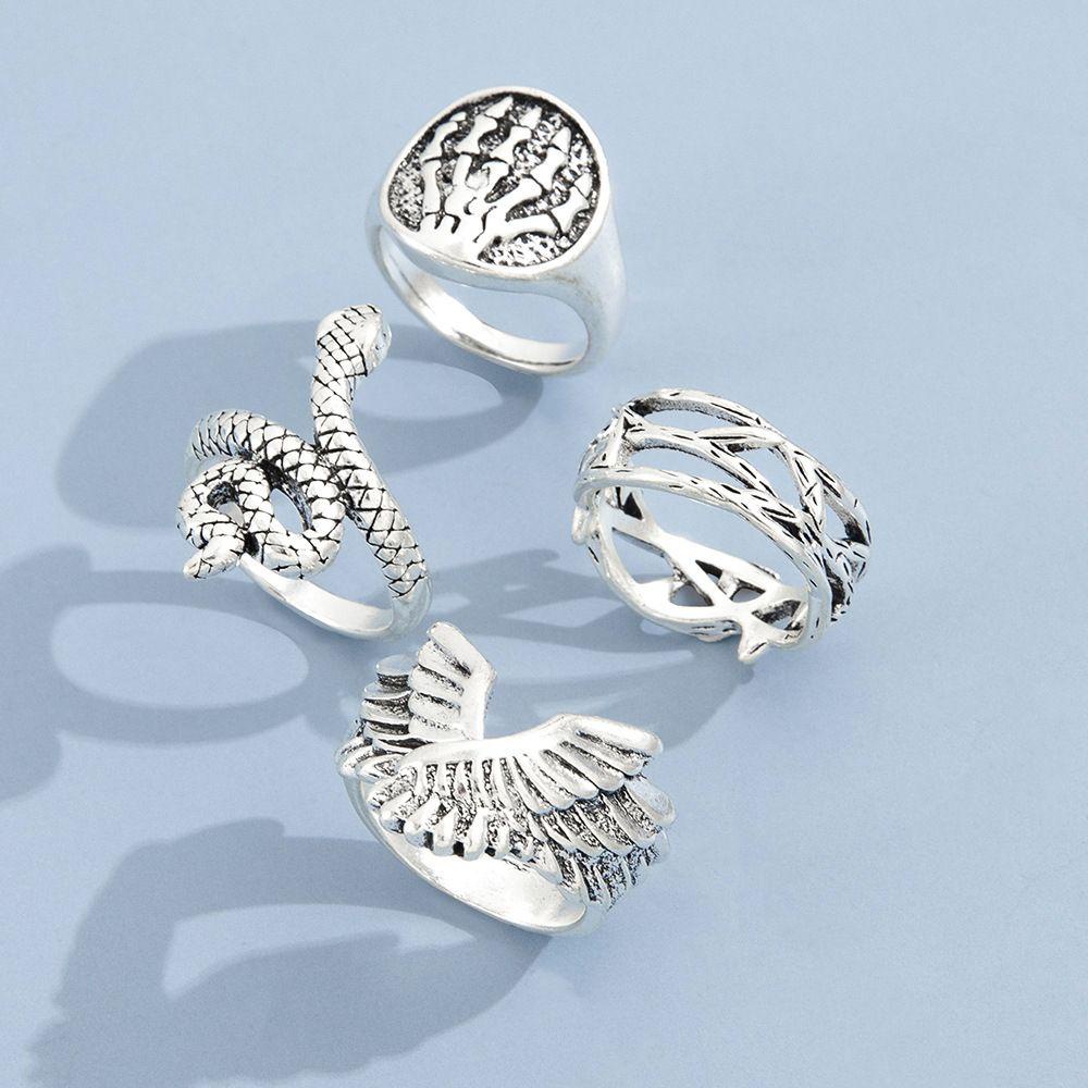 Set 4 Nhẫn Hình Vuông Phong Cách Hàn Quốc Thời Trang Cho Nam Và Nữ