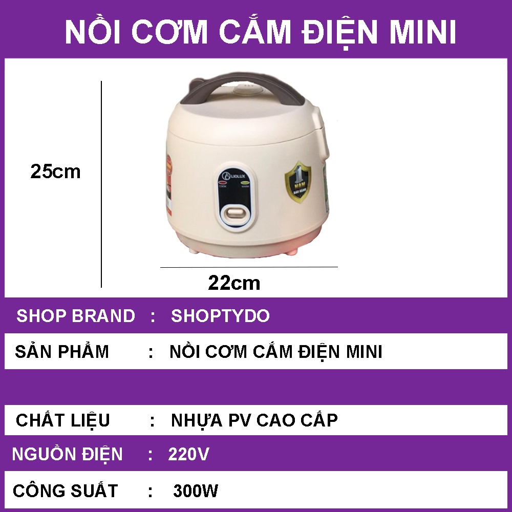 Nồi cơm điện mini đa năng LIOLUX dung tích 0.8 lít, Nồi cơm cắm điện Hàn Quốc nhỏ gọn, tiện lợi tặng kèm lửng hấp