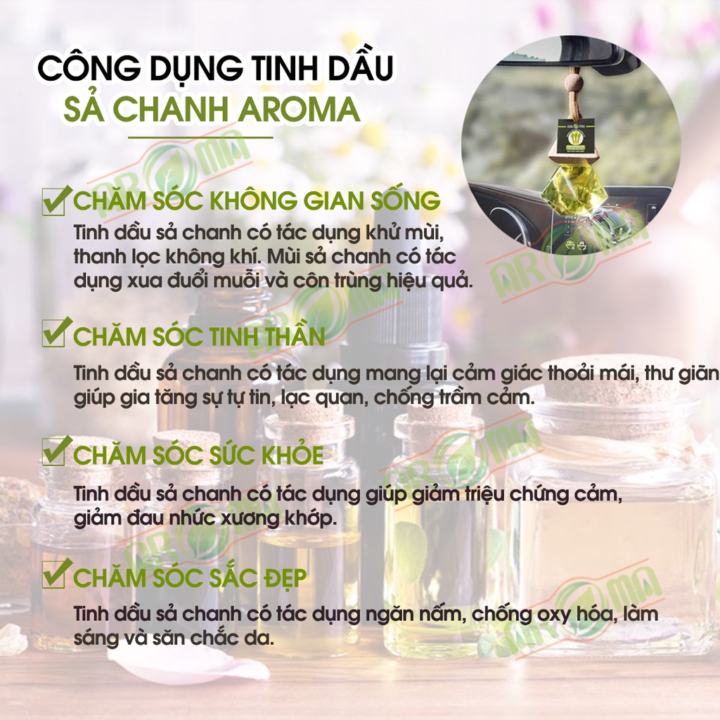 Tinh dầu sả chanh AROMA nhập khẩu Pháp, nguyên chất tự nhiên, thơm phòng, đuổi muỗi, giá dùng thử