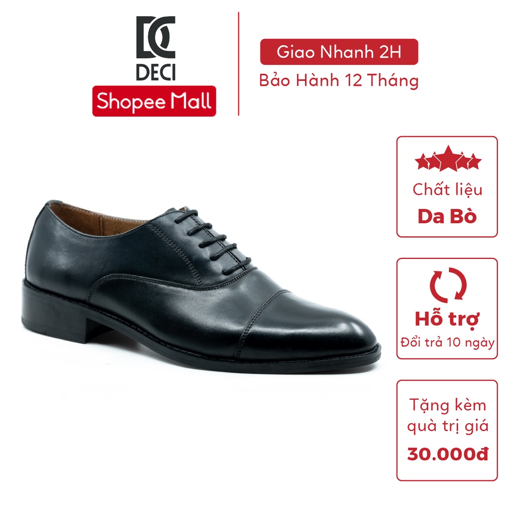 [DA BÒ MỘC] Giày tây nam cao cấp công sở DECI BROGUE-12 màu đen lịch lãm.