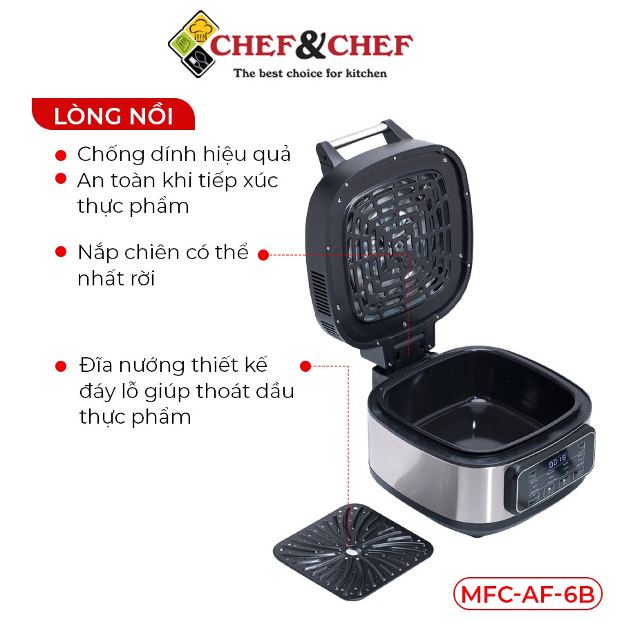 Nồi nướng CHEF&CHEF 12 in 1 thiết kế hiện đại sang trọng, hiện đại.