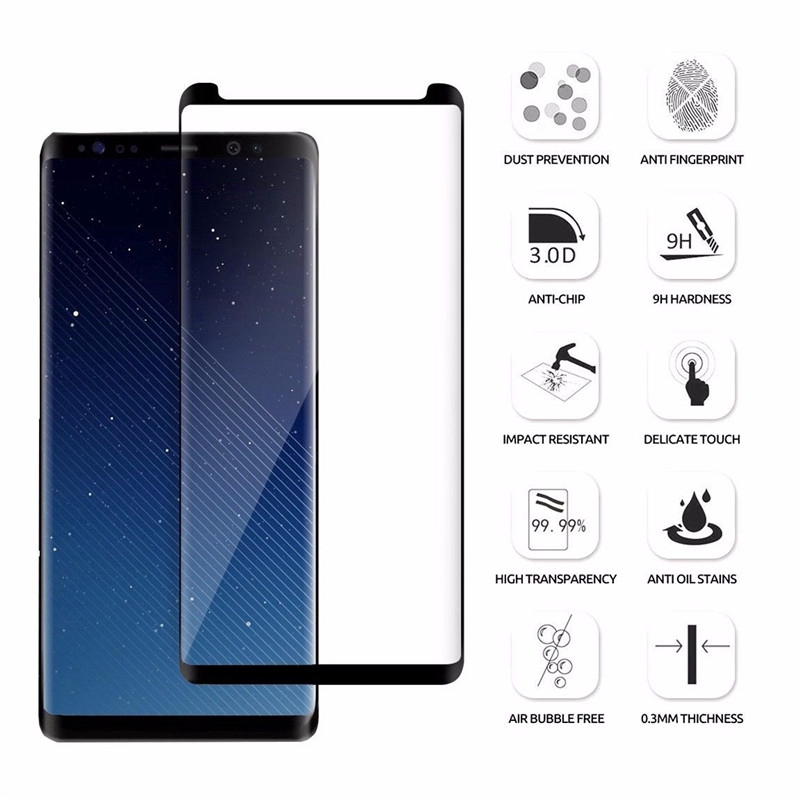 Kính cường lực bảo vệ toàn màn hình 3D chống bám vân tay cho Samsung Galaxy Note 8