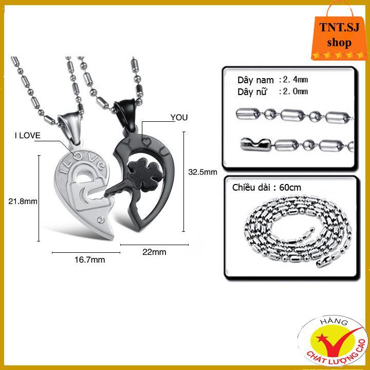 ( HÀNG ĐẸP) DÂY CHUYỀN CẶP INOX TRÁI TIM I LOVE YOU