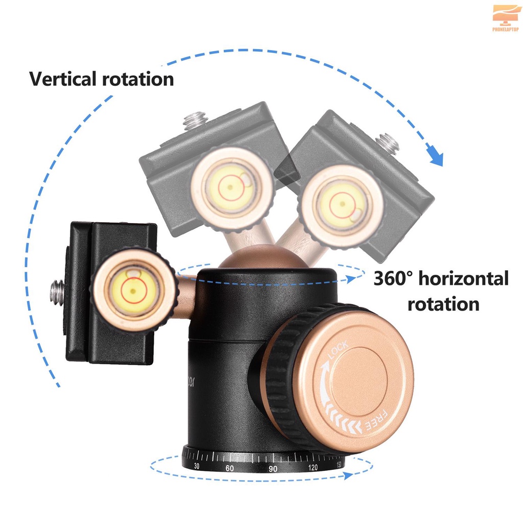 Chân Đế Máy Ảnh Andoer Q30 Cnc Panorama Bằng Hợp Kim Nhôm Tải Trọng Tối Đa 5kg Xoay 360 Độ Vít 1 / 4 Inch 3 / 8 Inch