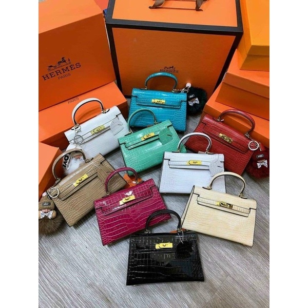 Túi Her.mes bản da lì và da rắn bóng bảng màu phong phú đa dạng hàng loại 1 T380