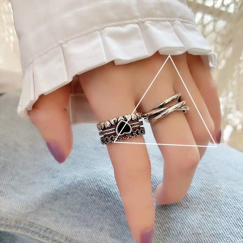 iF YOU Set 7 nhẫn   mạ bạc phong cách cổ điển dành cho nữ