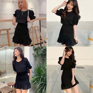 Đầm Xinh JEANIE DRESS màu đen ôm body tôn dáng form chuẩn tay bồng